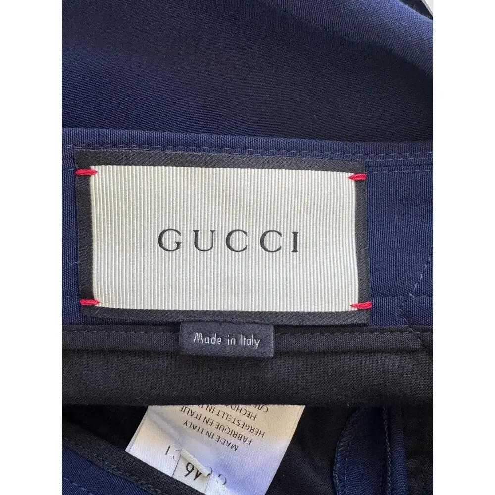 Gucci Pants Mens 32x26 Blue SPW Cropped Loose Wool Italy 421805 Z529B 4080